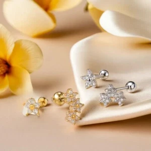 Daisy Flower, Cartilage Stud Earrings, Tragus Stud, Conch Studs, Ear Lobe Studs - Picture 1 of 9