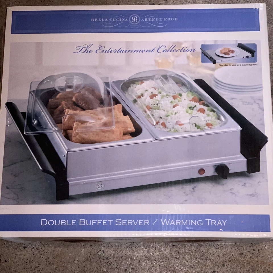 Double Buffet Server Warming Tray Electric Portable 2-2.5 Qt Dishes W Lids - Image 1 of 4