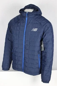New Balance Men's Quilted Jacket Full Zip Hooded Insulated Size Medium M Blue - Picture 1 of 5