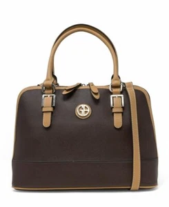 New Women's Giani Bernini Dark Brown Saffiano Dome Satchel Bag Purse - Picture 1 of 4