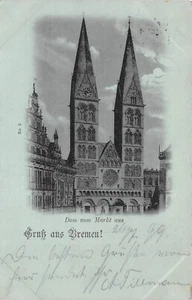 Gruß aus Bremen! Dom vom Markt aus Postkarte AK 1899 - Bild 1 von 2