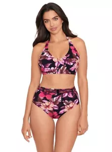 MSRP $90 Skinny Dippers Underwire Adjustable Halter Bikini Top Black Size Medium - Picture 1 of 6