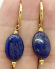 Fashoion Handmade 13X18mm Lapis Lazuli Dangle Earring Yellow Gold Plated 