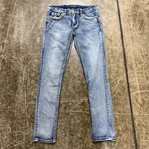 Silver Jeans Girls 12 Blue Denim Sasha Low Rise Straight Regular Thick Stitch - Picture 1 of 8