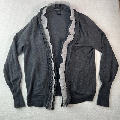 Cárdigan suéter gris 100 % lana merino grande para mujer Elena Solana Foto 1 de 4