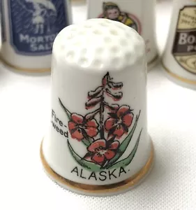 Fire Weed Alaska - Birchcroft China Porcelain Thimble - Made In Great Britain - Picture 1 of 2