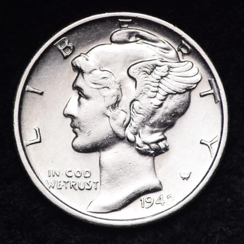 1942-S Mercury Silver Dime AU FREE SHIPPING Cover