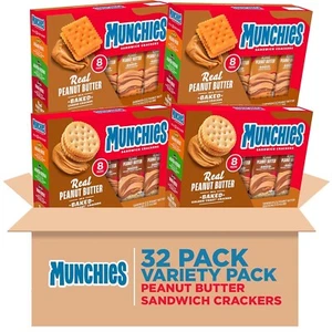 Munchies Sandwich Crackers, Assorted Peanut Butter Variety Pack of 4, 32 count - Picture 1 of 7