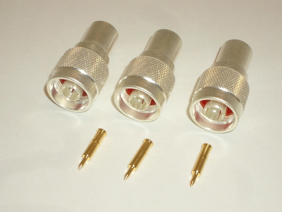 AIM 12452-001 3X N MALE CRIMP-ON RF ANTENNA CONNECTOR FOR RG-8 RG213 COAX CABLE  - Image 1 of 2