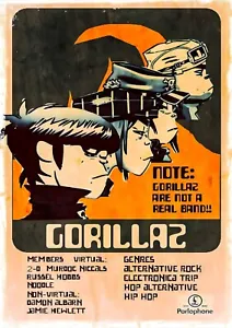 Gorillaz Music Gig Concert Poster Classic Retro Rock Vintage  Art Print - Picture 1 of 1