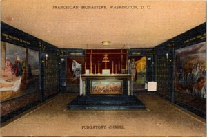 Purgatory Chapel Franciscan Monastery Washington D.C. Vintage Linen MINI Postcar - Picture 1 of 2