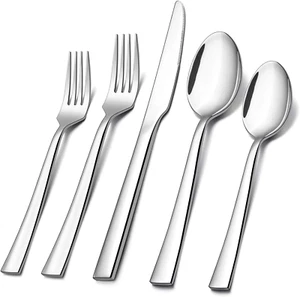 20 Piece Silverware Set for 4, Stainless Steel Flatware, Modern Tableware - Picture 1 of 12
