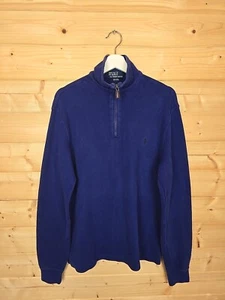 Polo Ralph Lauren Vintage Blue 1/4 Zip Jumper Size Small Pony Logo - Picture 1 of 14