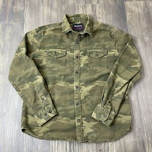 Aeropostale Mens Army Camo long sleeve button up Shirt size Large