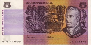 1985 $5 Note OCR-B Serials Side Thread Johnston/Fraser R209A Uncirculated - Picture 1 of 2