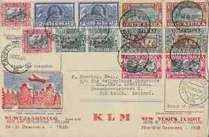 South Africa, New Year's KLM Cover Capetown - Netherlands, 19.12. 1938, 12 stamp