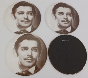 lot 4 Vintage Clark Gable Rhett Butler 6" Button Pin Gone With The Wind - Picture 1 of 1