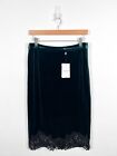 Jacques Vert Skirt 10 Green Pencil Straight Velour Lace Evening Occasion New £99