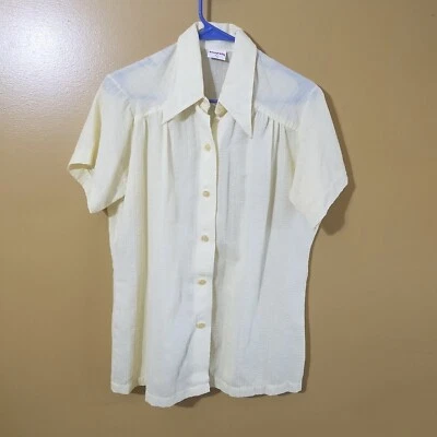 Blusa vintage años 80 forma manga corta semi transparente con botones talla 15/16 Foto 1 de 4