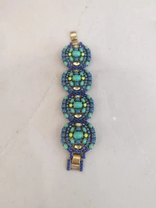Statement Armband Stella & Dot Sardinien Cabochon Türkis Blau Strass - Bild 1 von 4