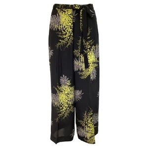 Valentino Printed Crepe Wide-Leg Pants In Silk Women Black Size 12 - Picture 1 of 9