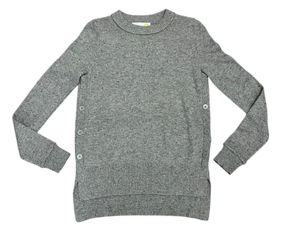 C & C CALIFORNIA Gray Wool/Alpaca Blend Sweater Hi-Lo Hem Button Detail Preppy S - Image 1 of 4