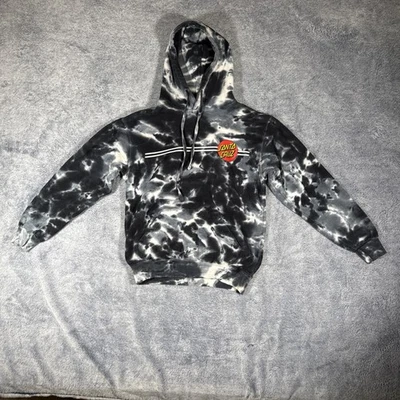 Santa Cruz скейтборд пуловер толстовка с капюшоном унисекс маленький черный/белый галстук краситель логотип - Изображение 1 из 4