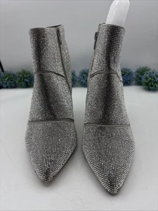 Steve Madden Stivaletto con tacco a spillo a punta impreziosito da strass argento 10M - Foto 1 di 20