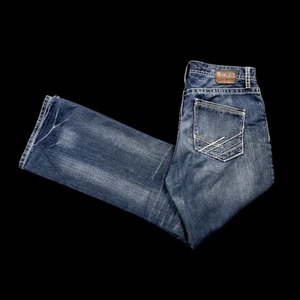 Pantalones de mezclilla BKE Tyler pierna recta para hombre 34R (34x32) hebilla azul bolsillos bordados - Imagen 1 de 15
