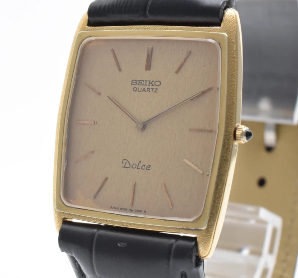 Reloj de cuarzo vintage 1981 [Exc+5] SEIKO Dolce 6730-5180 dorado para hombre de Japón Foto 1 de 4