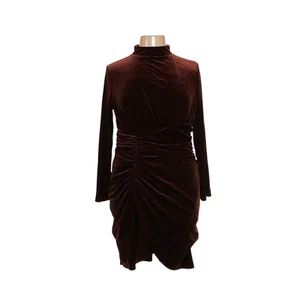 Express braunes Samt Bodycon Midikleid XL - Bild 1 von 4