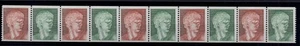 David di Donatello - Streifen von 10 Farbe rot braun + grün MNH - Bild 1 von 1