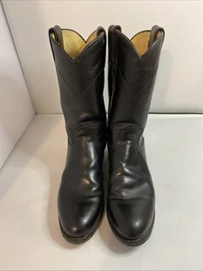 GOOD Justin Roper Mens Style 3133 Black Leather Western Cowboy Boot Size 6 D - Picture 1 of 12