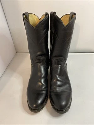 BUENA Bota de Vaquero Occidental Justin Roper Para Hombres Estilo 3133 Cuero Negro Talla 6 D Foto 1 de 4