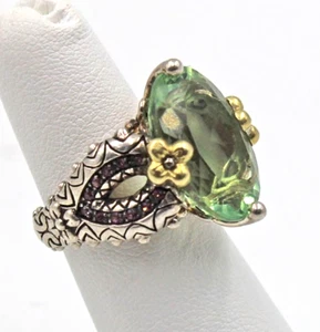 Barbara Bixby Sterlingsilber & 18K Gold Ring - grüne & lila Edelsteine Größe 5 - Bild 1 von 7