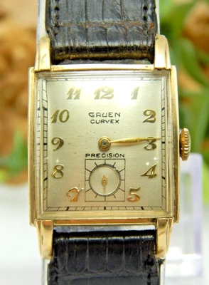 Vintage Gruen Curvex precision watch 440 544 10K gold Filled 17 jewel art deco - Image 1 of 4