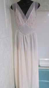 Vintage Gothan Gold Streifen Dessous hellrosa Peignoir Negligee Nachthemd Gr. 34 Kleid - Bild 1 von 3