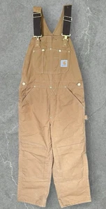 Vtg Carhartt Double Knee Bibs Quilt Lined Insulated Duck Canvas USA 30X30 6FBQZ - Picture 1 of 20
