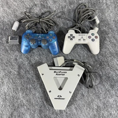 Sony PlayStation 2 Controller Ocean Blue, Regular Controller Multiplayer Adapter - Image 1 of 4