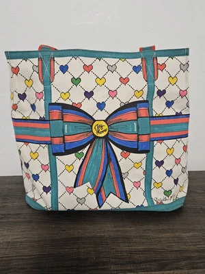 Bolso de Hombro Grande Brighton Love & Joy Usado en Excelente Condición Lona Navidad Elfo  Foto 1 de 4