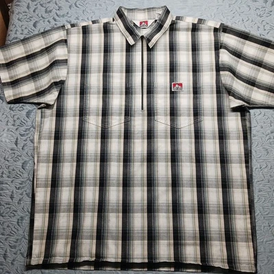 Ben Davis Plaid Short Sleeve Shirt  1/2 Zip Size XL Workwear  - Image 1 of 4