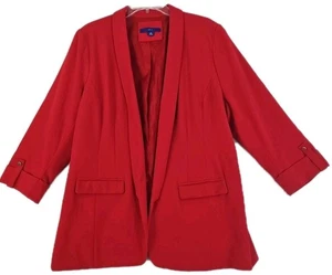 APT.9 ~Woman Plus Size XXL~ Red Formal Office Wear Open Front Blazer 3/4 Sleeve. - Picture 1 of 18