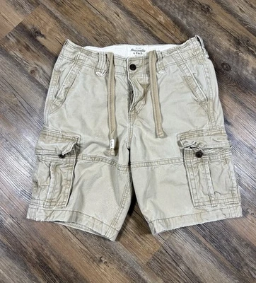 Abercrombie & Fitch Shorts Men's 30 Beige Distressed Paratrooper Cargo Y2K 9" - Image 1 of 4