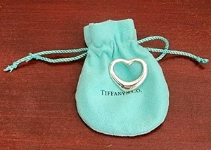 TIFFANY & CO ELSA PERETTI 925 STERLING SILVER OPEN HEART PENDANT. SPAIN. W/POUCH - Picture 1 of 7