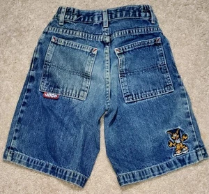 Jinco Denim Shorts Boys Size 7 Y2K Skater Dog Wide Leg - Picture 1 of 9