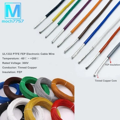 Cable FEP Cable 14 16 18 20 22 24~28 AWG Flexible Cobre Estañado UL1332 8 Colores Foto 1 de 4