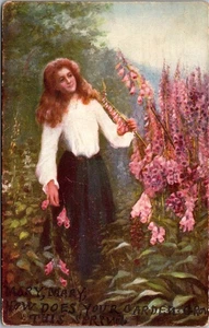 Foxgloves, All In a Garden Fair Tuck 9032 postal vintage X06 - Imagen 1 de 2