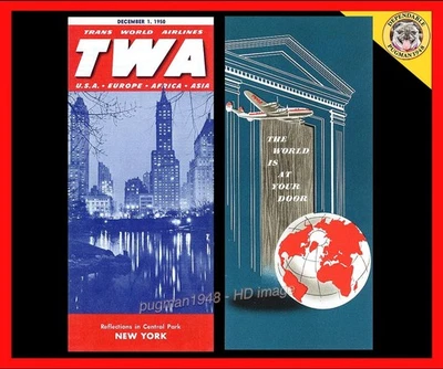 HORARIO DE AEROLÍNEAS TWA AIRLINES 1950... Además "El mundo a tu puerta" Foto 1 de 4