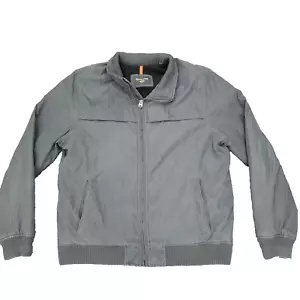 Dockers Bomber Jacket Mens Large Gray Charcoal Fleece Lined Pockets Full Zip - Picture 1 of 10