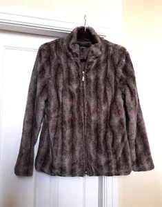 MAINE Soft Faux Fur Bomber Jacket Coat Brown Mix UK 14 VGC - Picture 1 of 10